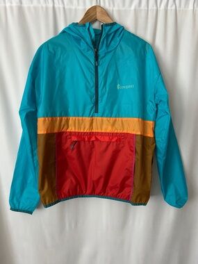 cotopaxi Teal Blue Lightweight Hooded Half-Zip Windbreaker Jacket Coat *Size L*